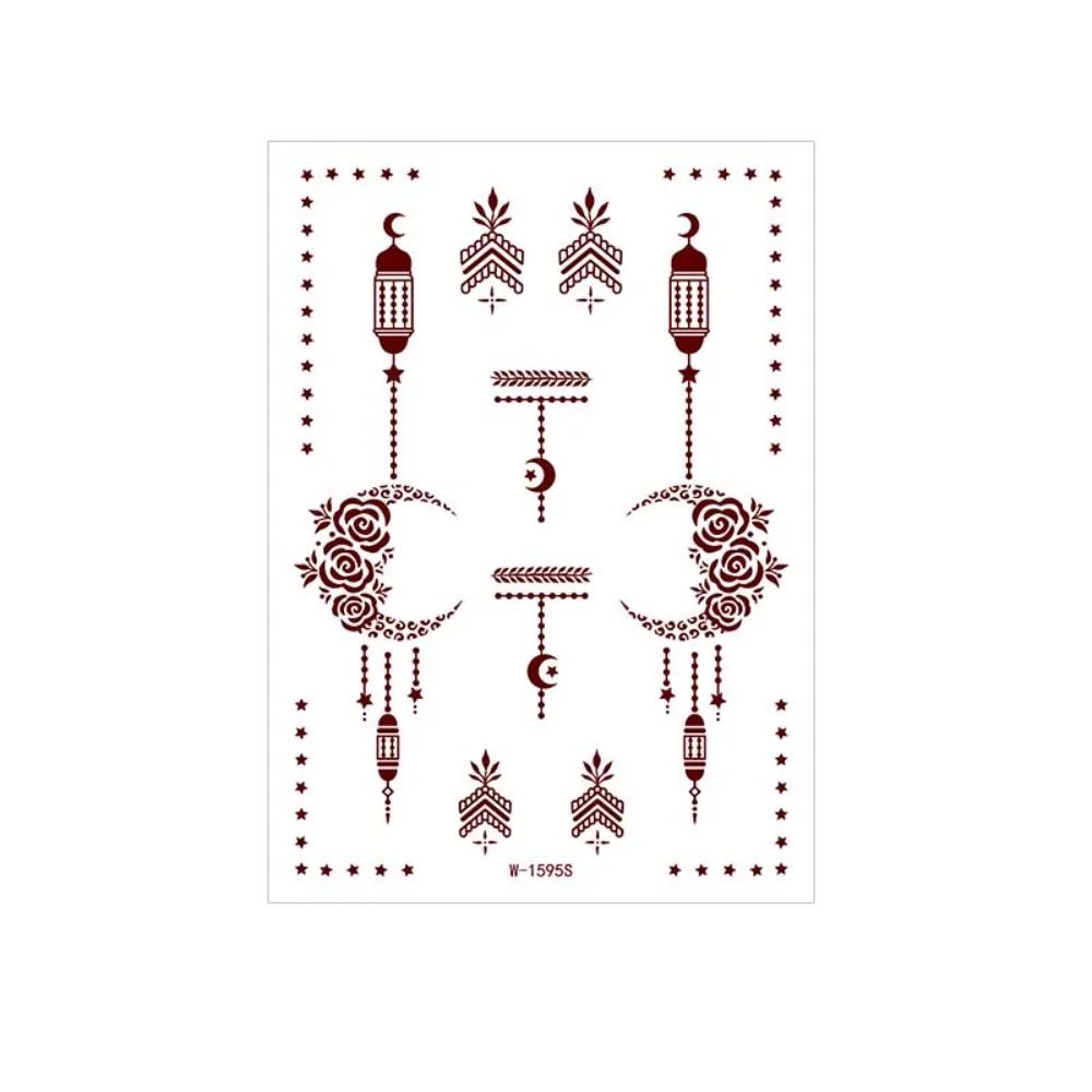 

Red Mehndi Stickers Henna Tattoo Stickers Legs Arm Wedding Tool Temporary Tattoo Waterproof India Flower Body Art Sticker