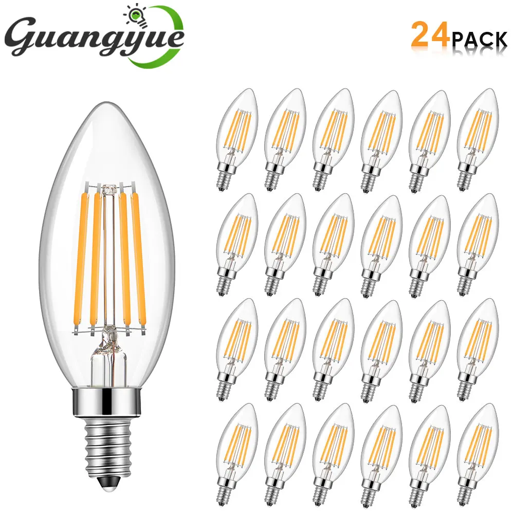 Candle Chandelier Light Bulb C35 E12 Candelabra Bulbs Vintage 4W LED Filament Clear Glass Lamp for Wall Sconces Pendant Lights