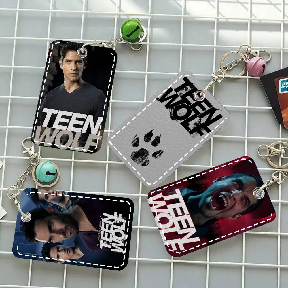 Teen Wolf Movie Card Case Keychain Access Card Bag Key Tag Ring Leather Card Holder Key Ring Access