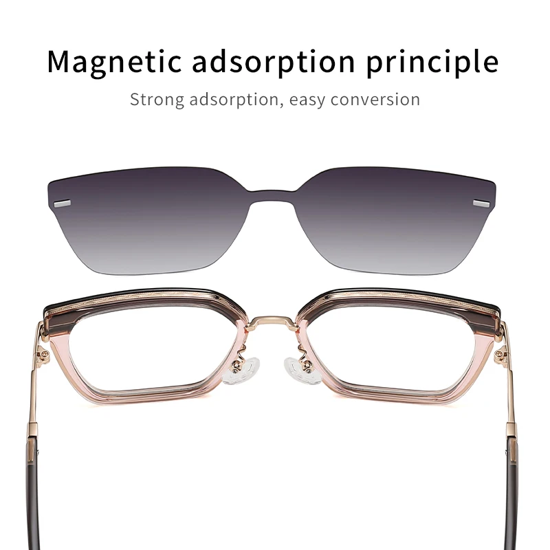 Occhiali da sole alla moda Clip su occhiali da sole polarizzati Donna Luxury Brand Vintage Miopia Occhiali da vista ottici Montatura femminile