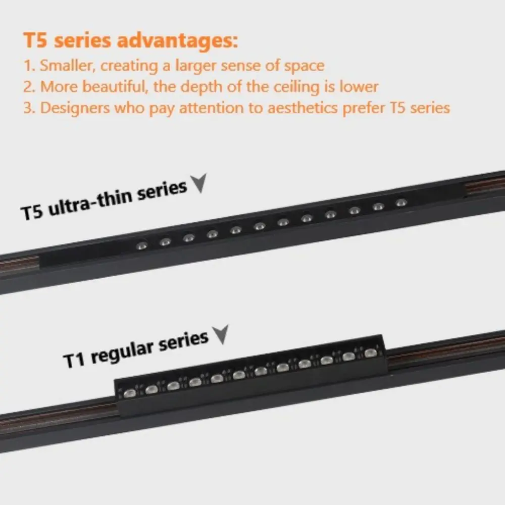 T5 Ultra Thin Magnetic Blcak Track Light System Simple Modern Embedded Flexible Fixture LED Spotlight Ceiling Indoor Living Home