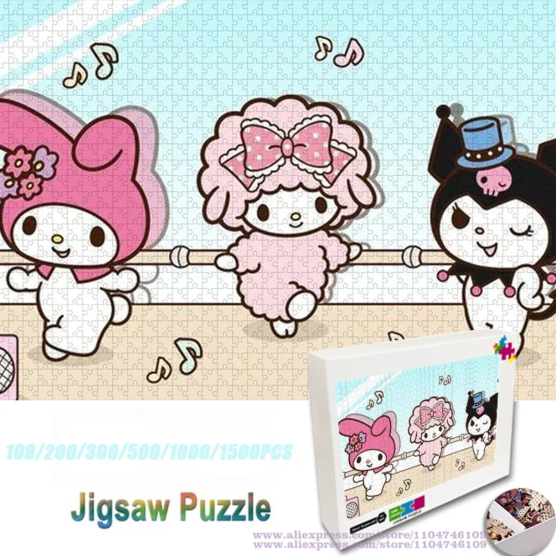 

Sanrio Character Puzzle Jigsaw Cartoon Anime My Melody Kuromi 108/200/300/500/1000/1500Pcs Intelligence Puzzles Unique Gift