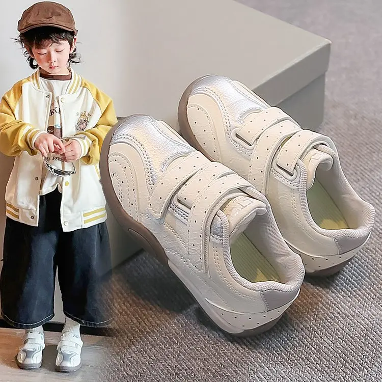 Toddler Vintage Stitched Athletic Shoes, Dual Adjustable Velcro Bands Soft Cushioned Insole Lightweight Casual Daily Footwear