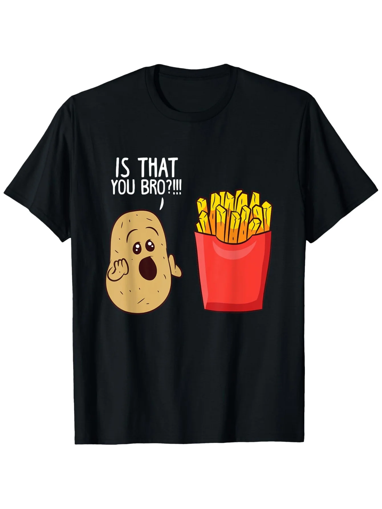¡¡¡Divertido "¿Es que hermanos?!!" Camiseta gráfica de patatas fritas - 100% algodón 180 g/m2, camiseta casual unisex para hombres y mujeres,