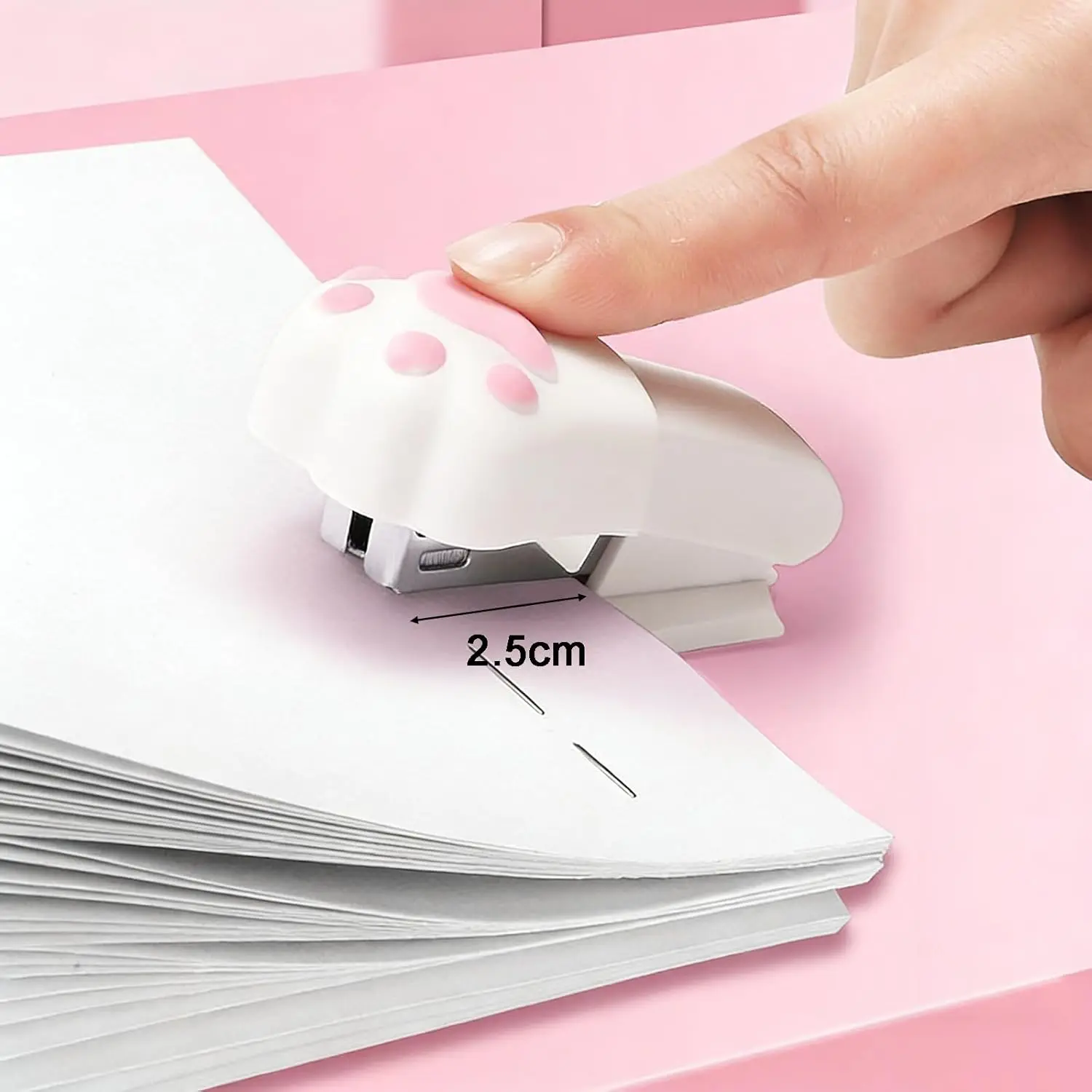 Small Stapler Cute Stapler Built in Staple Remover for Office Home Travel Cat Paw Style
