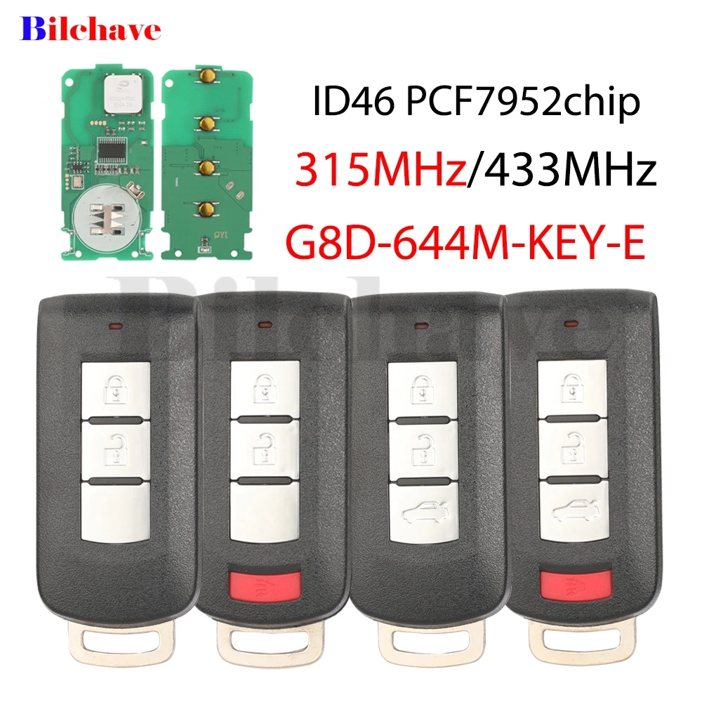 

Бесключевой автомобильный ключ jingyuqin G8D-644M-KEY-E 315/433 МГц ID46 для Mitsubishi Lancer Outlander ASX Galant RVR Pajero Shogun