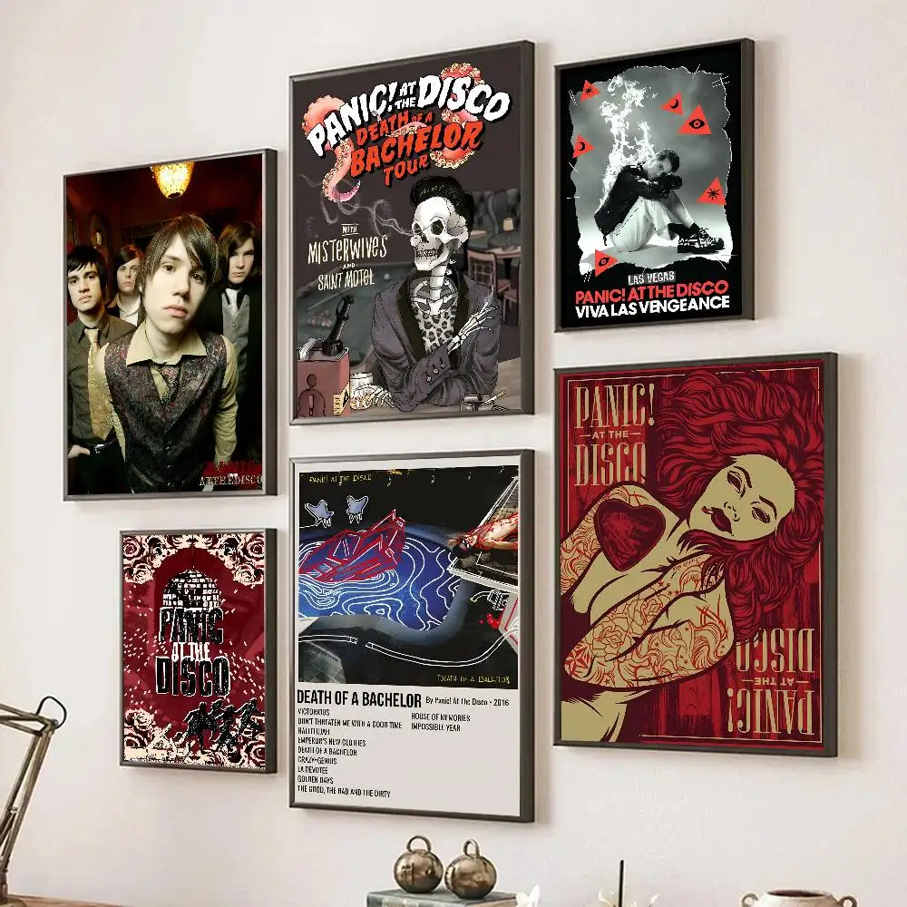 Rock Band P-Panic At The Disco Poster Self-adhesive Art Room Entrance Restaurant Wall Decor Art Painting