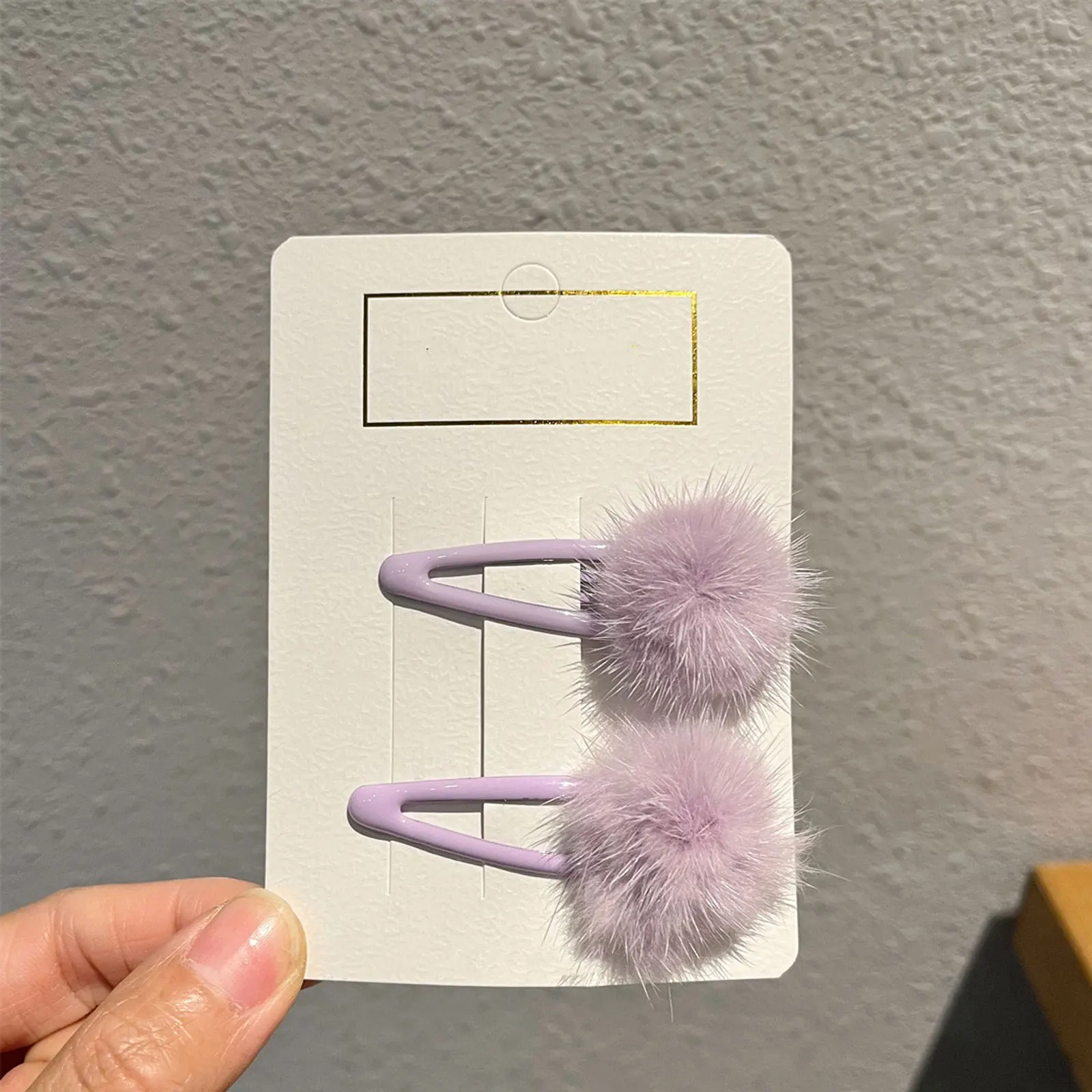 

10pcs Hair Clips Furry Ball Bang Clips Girls Headdress Kids Accessories Pink Purple Blue White Barrettes Pompon Pins