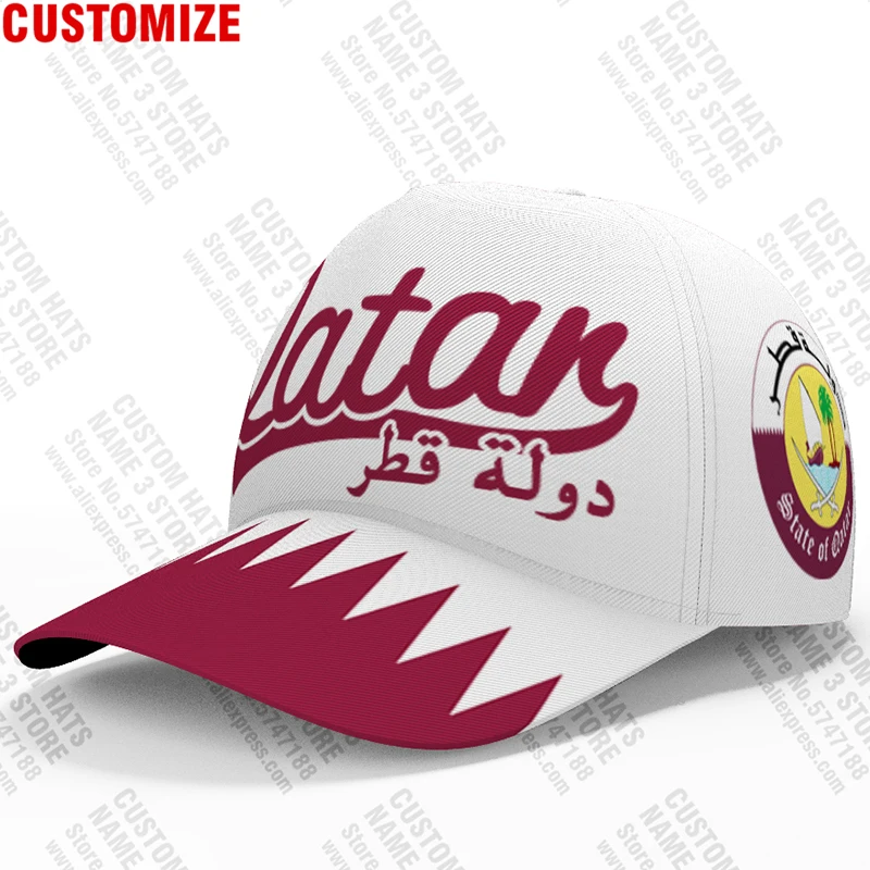 State Of Qatar Baseball Cap Free 3d Custom Made Name Number Team Logo Qa Hat Qat Country Travel Arab Nation Arabic Flag Headgear