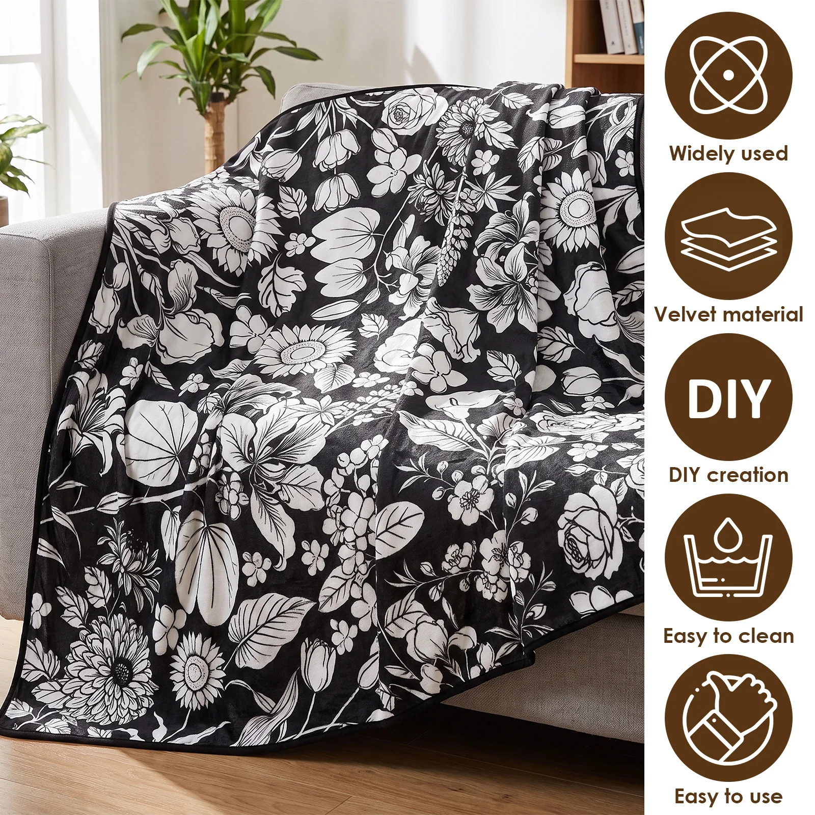 DIY Coloring Blanket with 24 Colored Markers Creative Personalization pattern blanket Stress Relief Unique Paint art Decor Gift