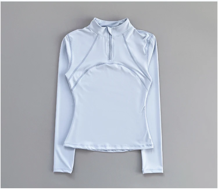 Outdoor-Laufshirt für Damen, Frühling und Herbst, Neuer Yoga-Anzug mit Halbem Reißverschluss, Schlankmachendes Fitness-Trainingsshirt mit Langen Ärmeln für Frauen – Detail 12