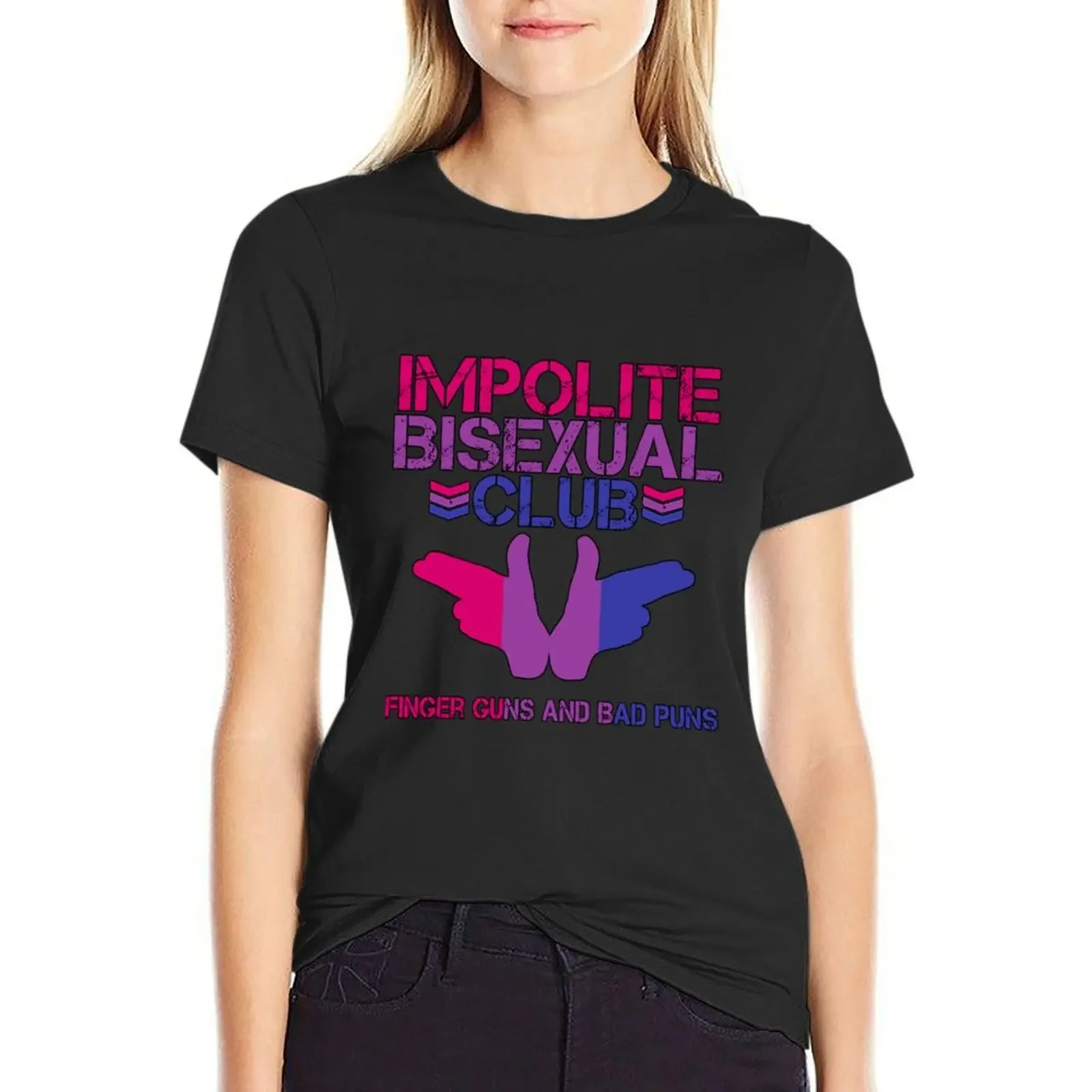 

Impolite Bisexual Club19 T-Shirt oversized tops cute tops graphics t shirts for Women loose fit