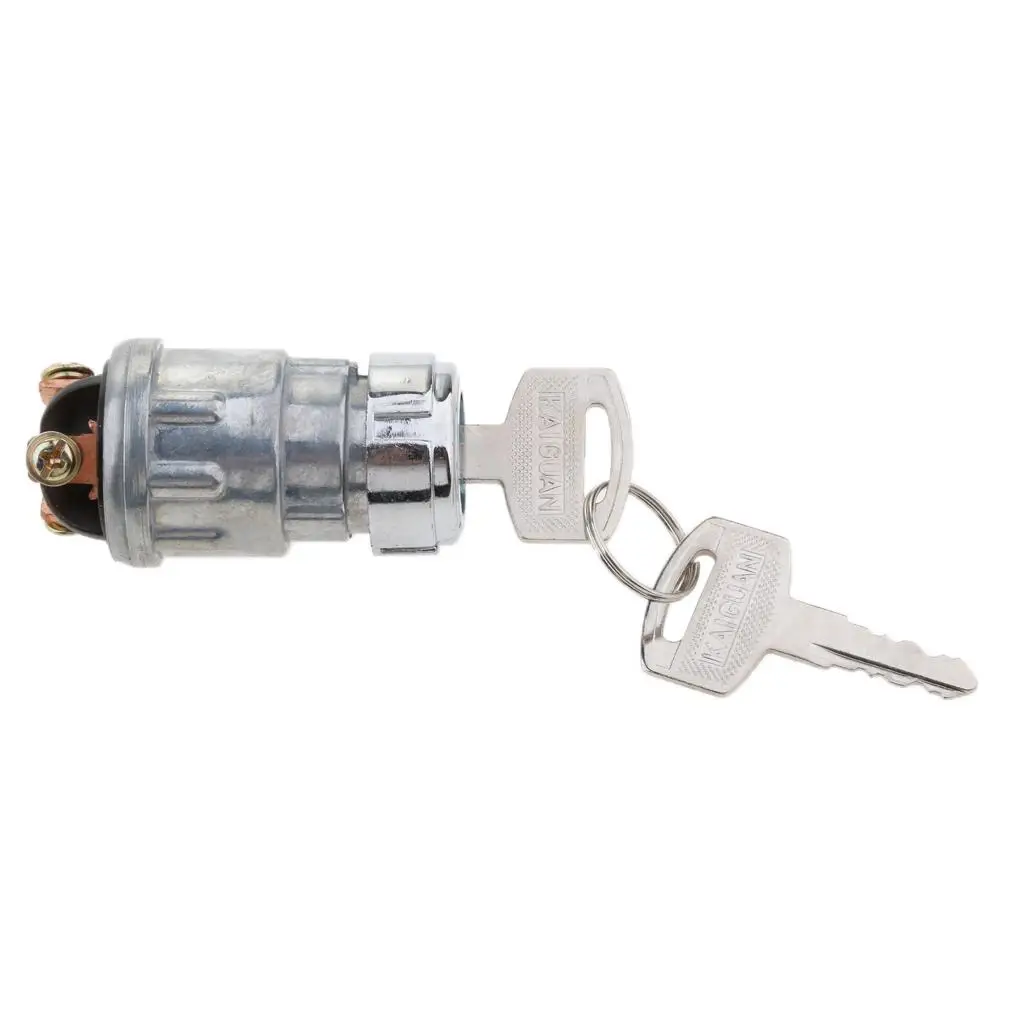 Starter Ignition Cylinder Lock Universal Metal Key Switch Silver for Car Boat ATV 12V 24mm Hole