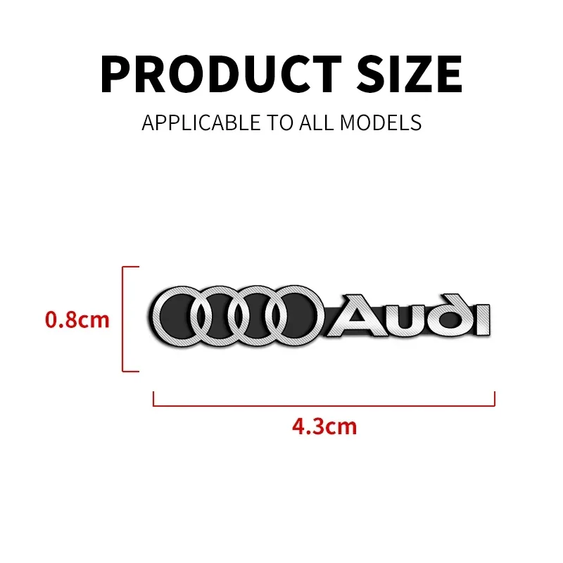 Auto-falante de áudio do carro adesivo decorativo, crachá de alumínio 3D, adesivo emblema para Audi S3, S5, S1, S4, S2, S6, RS3, RS4, RS5, RS6, RS8,