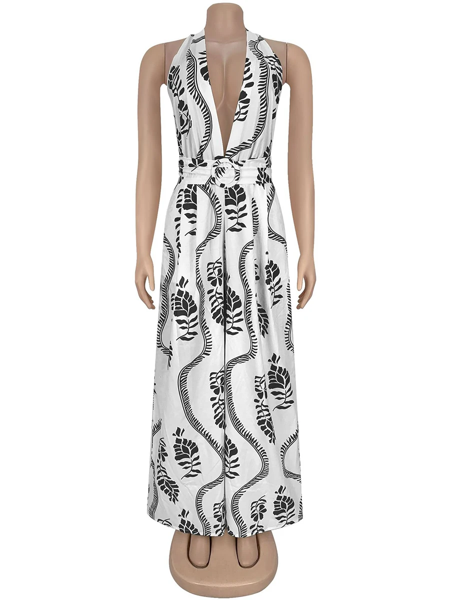 ZIML ヒットカラーエレガントな痩身背中の開いたセクシーなジャンプスーツ女性のためのホルターノースリーブハイウエスト気質ジャンプスーツ女性の新しい