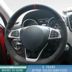 Customized Car Steering Wheel Cover Suede Leather Braid For Mercedes Benz W176 W246 W205 C117 C218 X218 W213 X253 C253 W166 C292