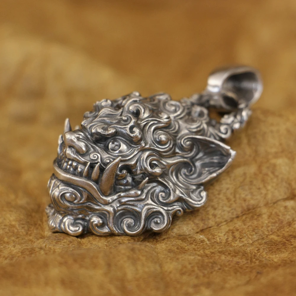 تانغ الأسد 925 الفضة الاسترليني قلادة الشرير كيلين مجوهرات TA405