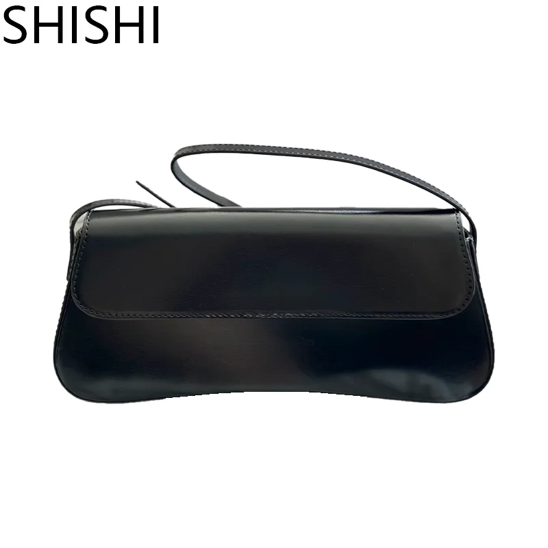 

SHISHI Trendy Black Shoulder Hobo Bag Genuine Leather Elegant Black Shoulder Bag Womens Underarm Bag for Every Occasion