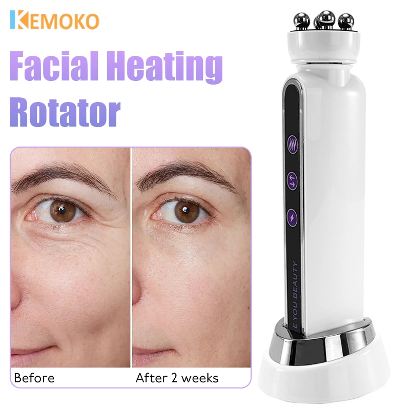 

3 in1 EMS Microcurrent Facial EMS Rotating Roller Heating Eye Face V-line Photon Pulling Massage Rejuvenation Beauty Care Tools