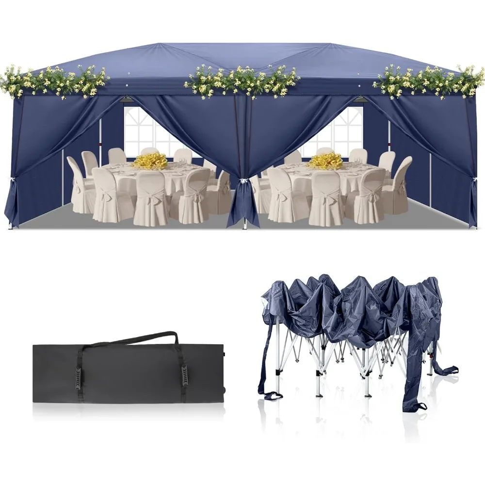 

10x20ft Pop Up Canopy with 6 SideWalls, Ez Set-up Portable Instant Canopy Tent for Outdoor Events, Party, Wedding, Birthday,Gra