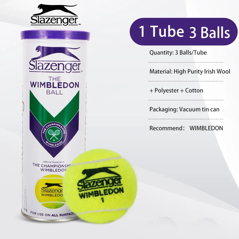 Slazenger THE WIMBLEDON BALL Tennis Balls Tube 3 4 Pack for Use on All Surfaces Professtional Competition Training Tennis Ball