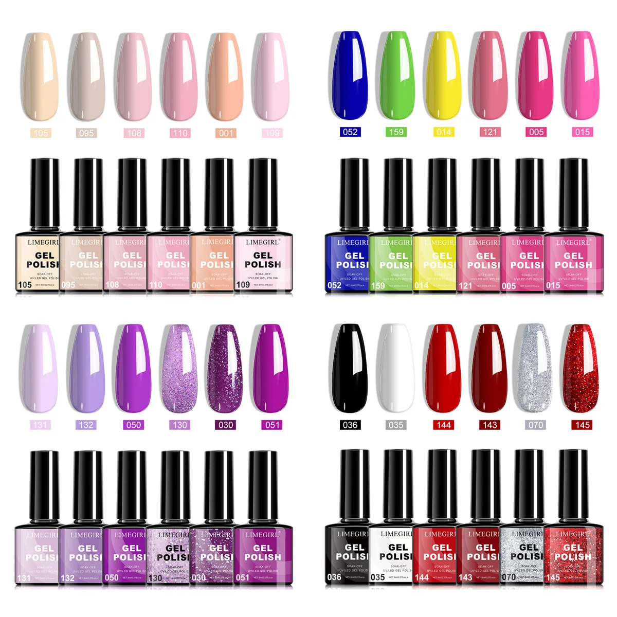 

LIMEGIRL 6pcs All-season Gel Nail Polish Set Glitter Pink Semi Permanent UV Gel Polish Kits All For Manicure Soak Off Vernis