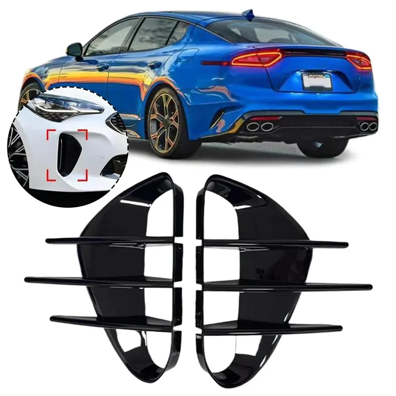 新しいフロントバンパーサイドベントスポイラーカナードカバーステッカーカーボンファイバー起亜スティンガー 2018-2023 GT GT-Line