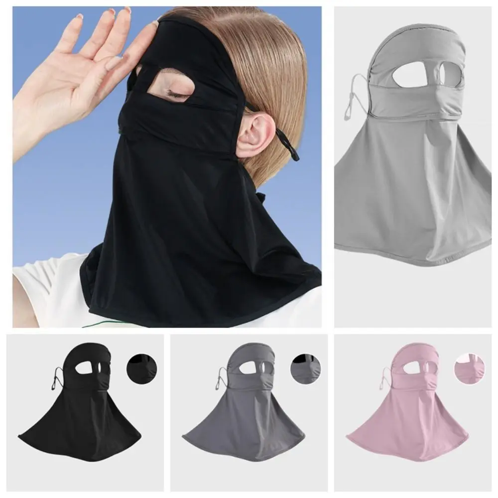 Sun Proof Women Summer Sunscreen Mask Face Cover Hanging Ear Outdoor Ice Silk Sunscreen Mask Sunscreen Full Face