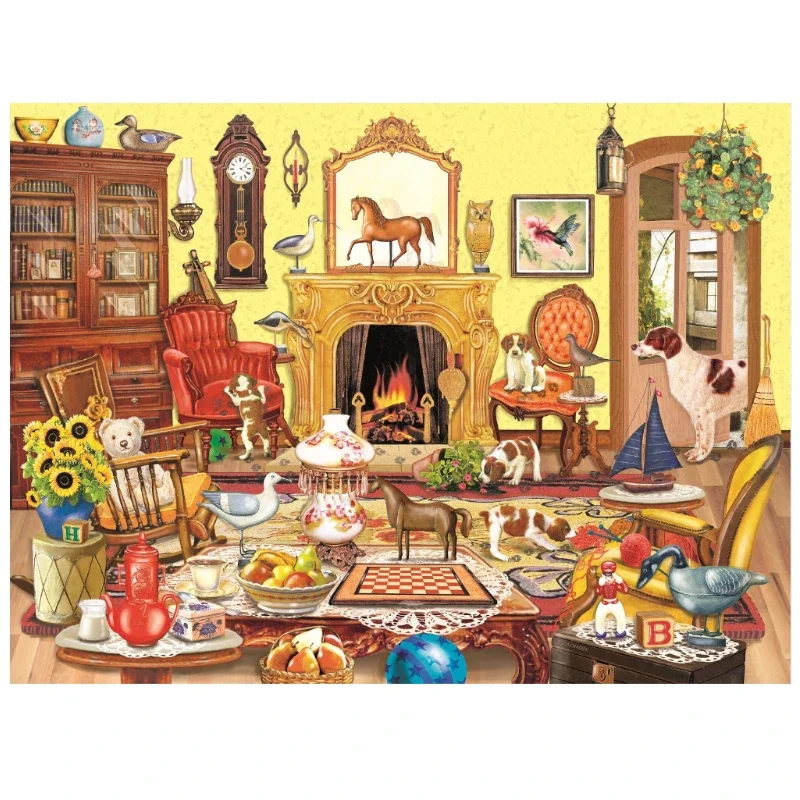 69*51cm Adult 1000 Pieces Jigsaw Puzzle Leisurely time in Living Room Cute Animals Paintings Stress Reducing Toys Christmas Gift