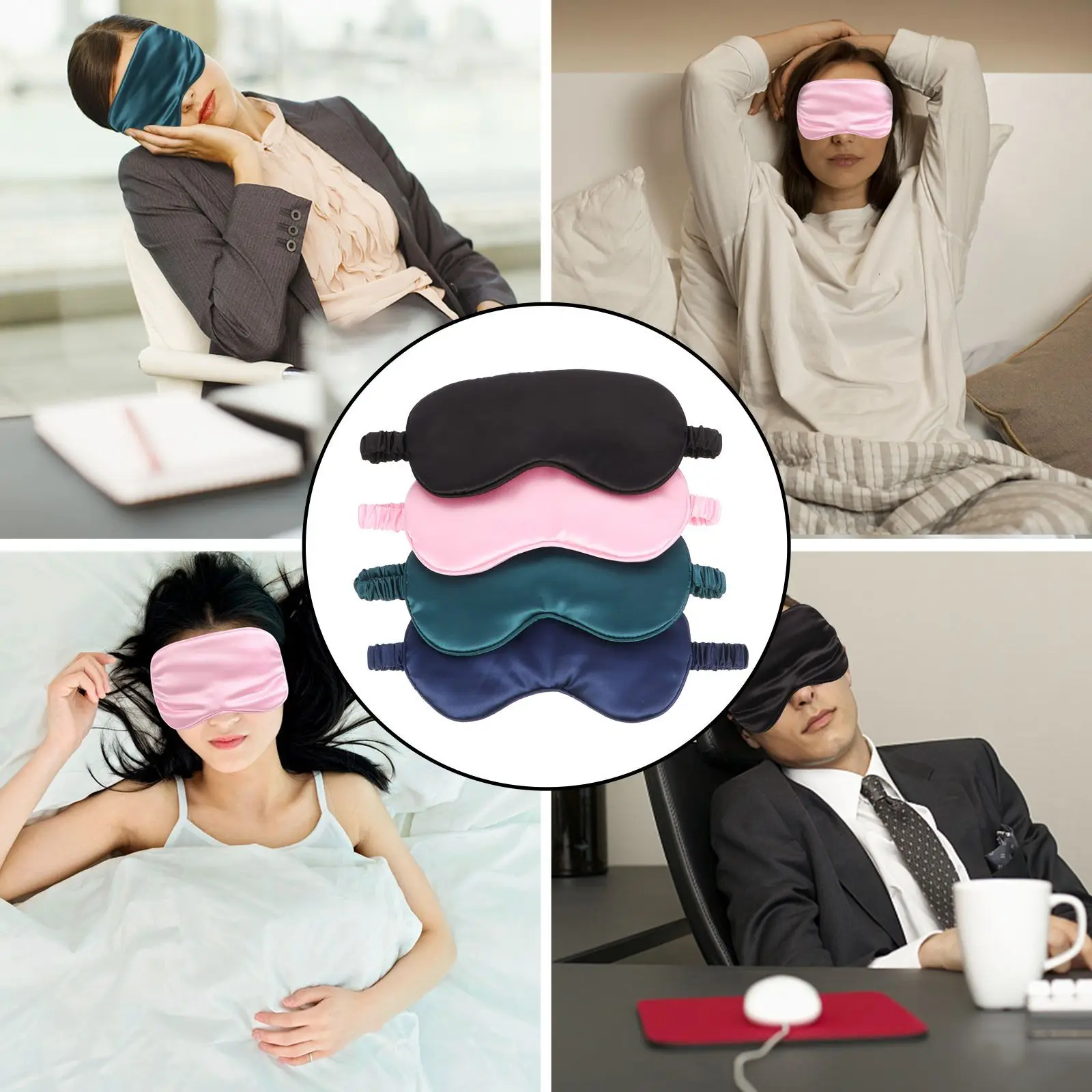 

4Pcs Sleeping Eye Mask Silk Eye Cover Soft Comfortable Sleep Blindfold for Travel Silk Sleep Mask Sleeping Eyeshade