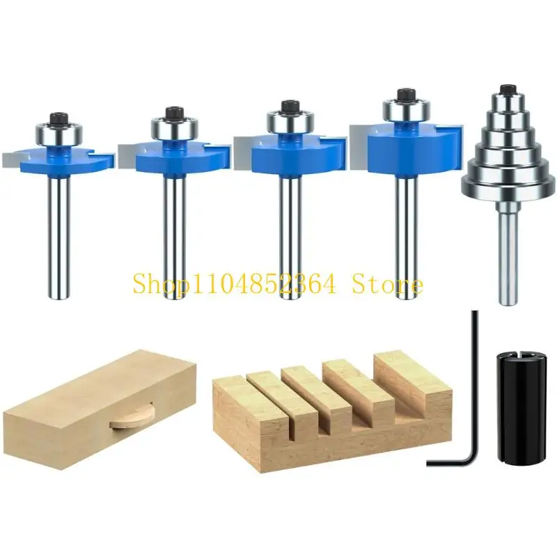 

652F Pack of 7 Sturdy T Slot Router Bit with Adjustable Depth Bearings for Smooth Finishes Woodworking Router Bit
