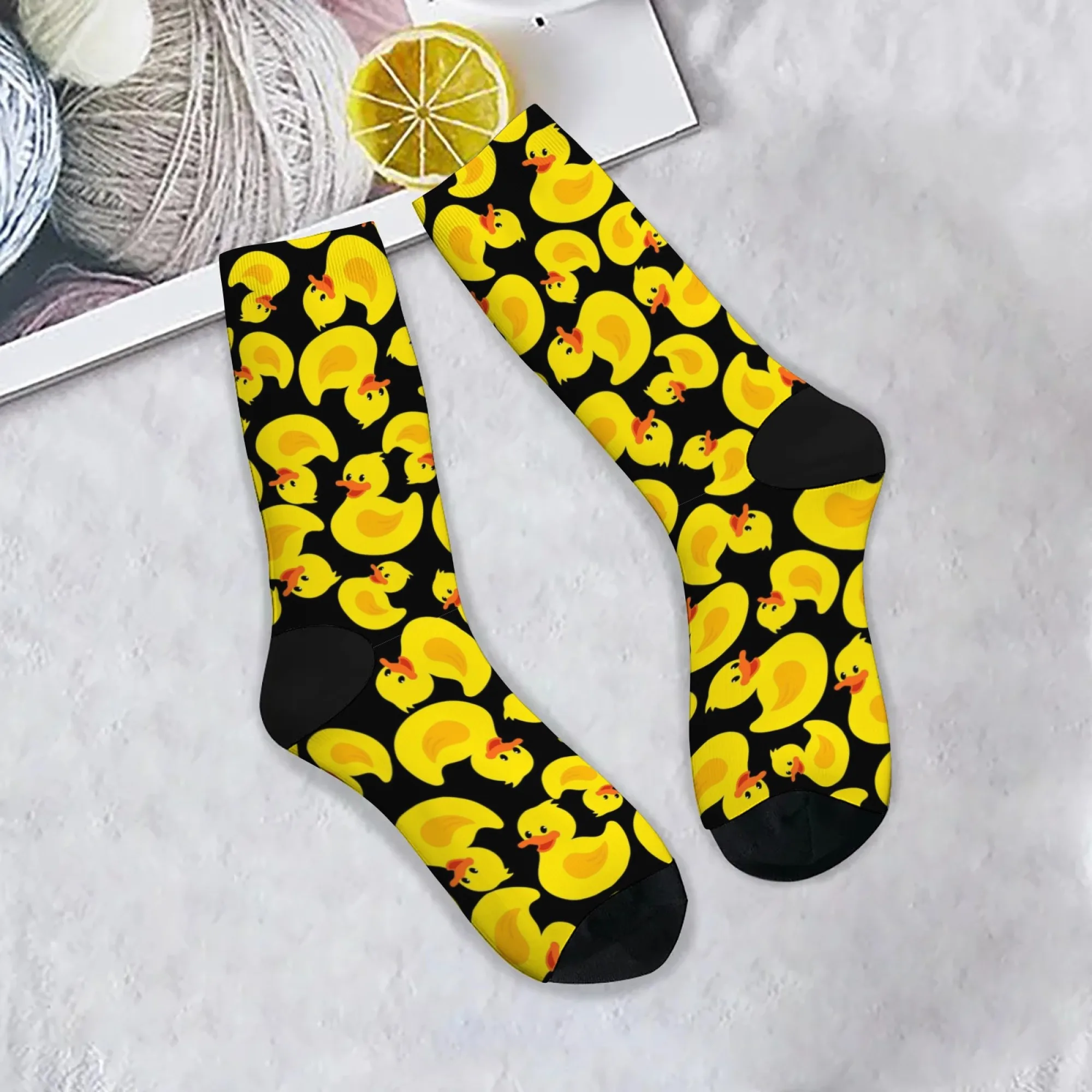 Funny Rubber Duck Cartoon Socks Novelty Happy Men's Socks Comfortable Non-Slip Unisex Outdoor Casual Sports Cute Socks Gift