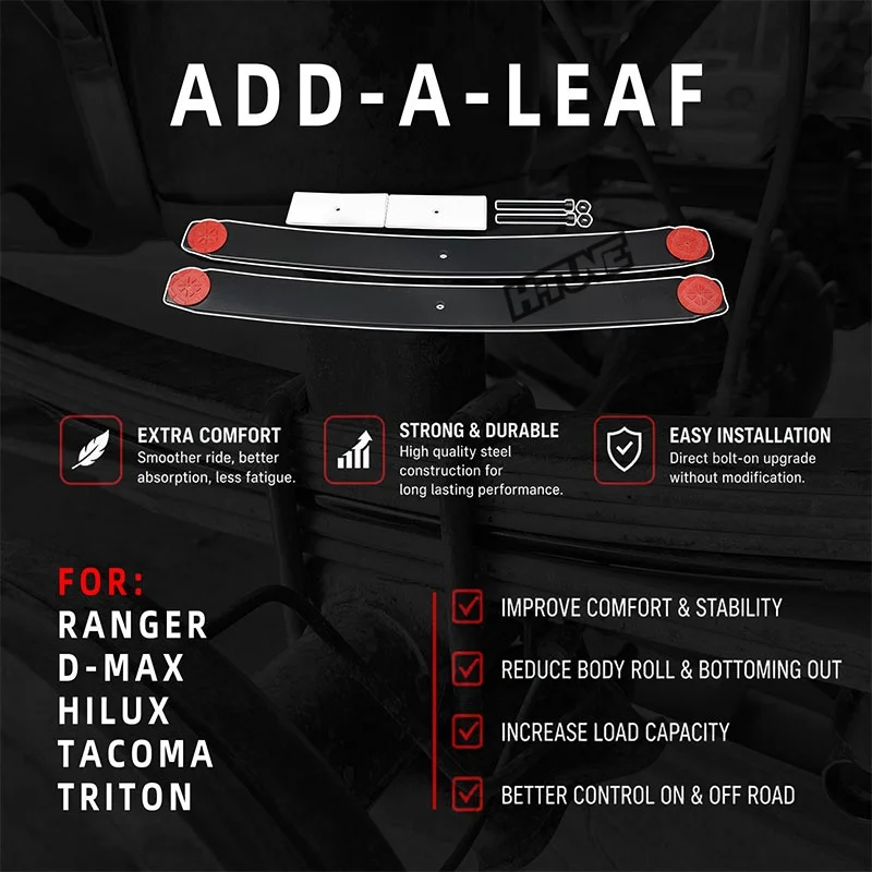 2PCS Long Add A Leaf Helper Spring Lift Kit 71CM For Hilux / Ranger / Triton / Navara / D-MAX
