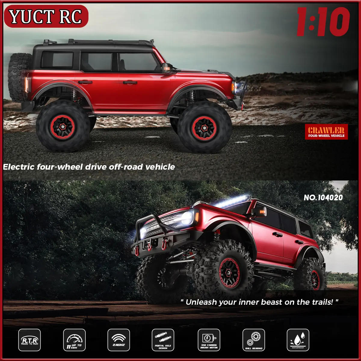 WLtoys 104020 Professional RC Car Off Road 1/10 4x4 2.4G 4WD Remote Control Cars 45 Minutes Working Time Climbing Car Adult Toy