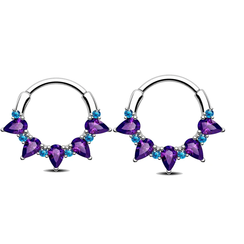 Zircon Nose Ring Hoop with Gemstone Design