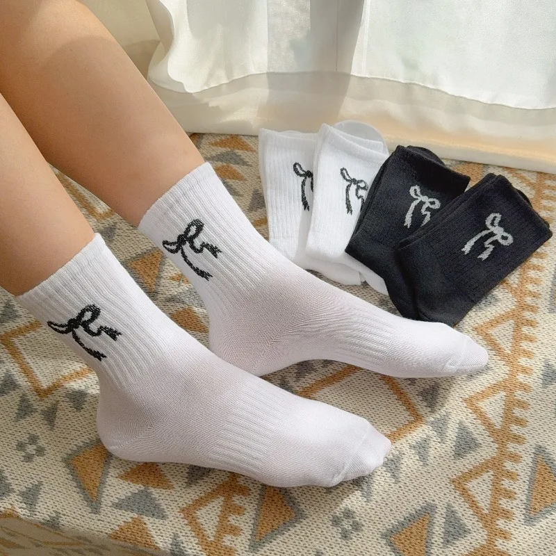 1-5 أزواج جوارب رياضية للرجال النساء القوس إلكتروني تصميم ملابس خارجية منتصف العجل امتصاص العرق القطن تنفس جوارب مريحة #4