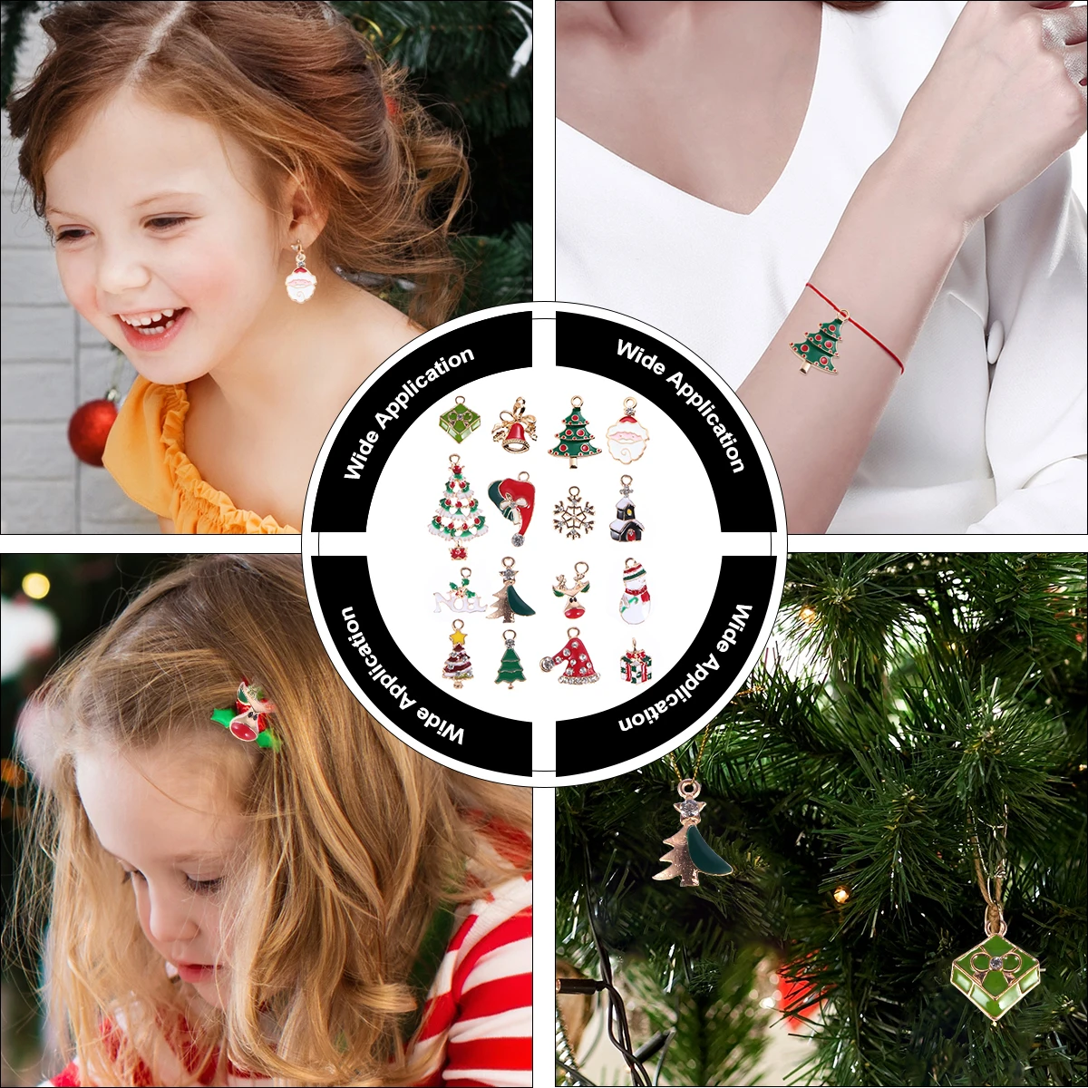 

16 шт., рождественский кулон, подвески, набор из сплава, аксессуары для самостоятельного изготовления ювелирных изделий, ожерелье, брелок, подвеска из сплава, подвеска