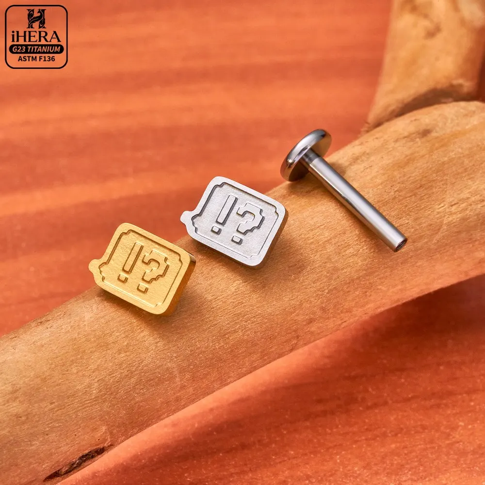 G23 Titanium Piercing Set Cute Pixel Cat Symbol Shape Flatback Stud Tragus Helix Conch Earring Nostril Lip Ring Wholesale  Lot