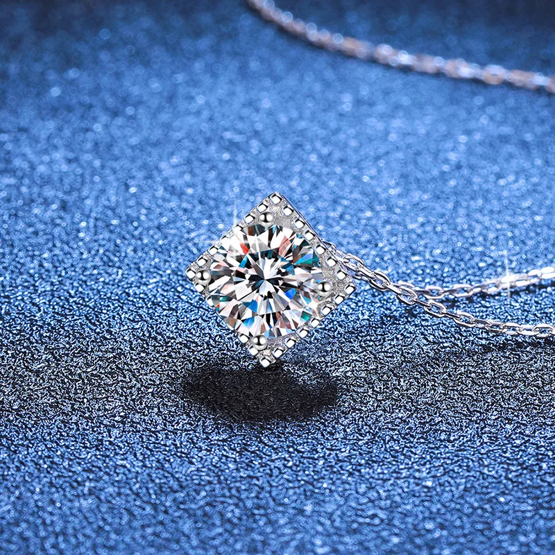 Apaison 1 ct&2 ct Real Moissanite Necklace Pendant For Women Fine Jewelry 925 Sterling Silver Adjustable Clavicle Chain Gift