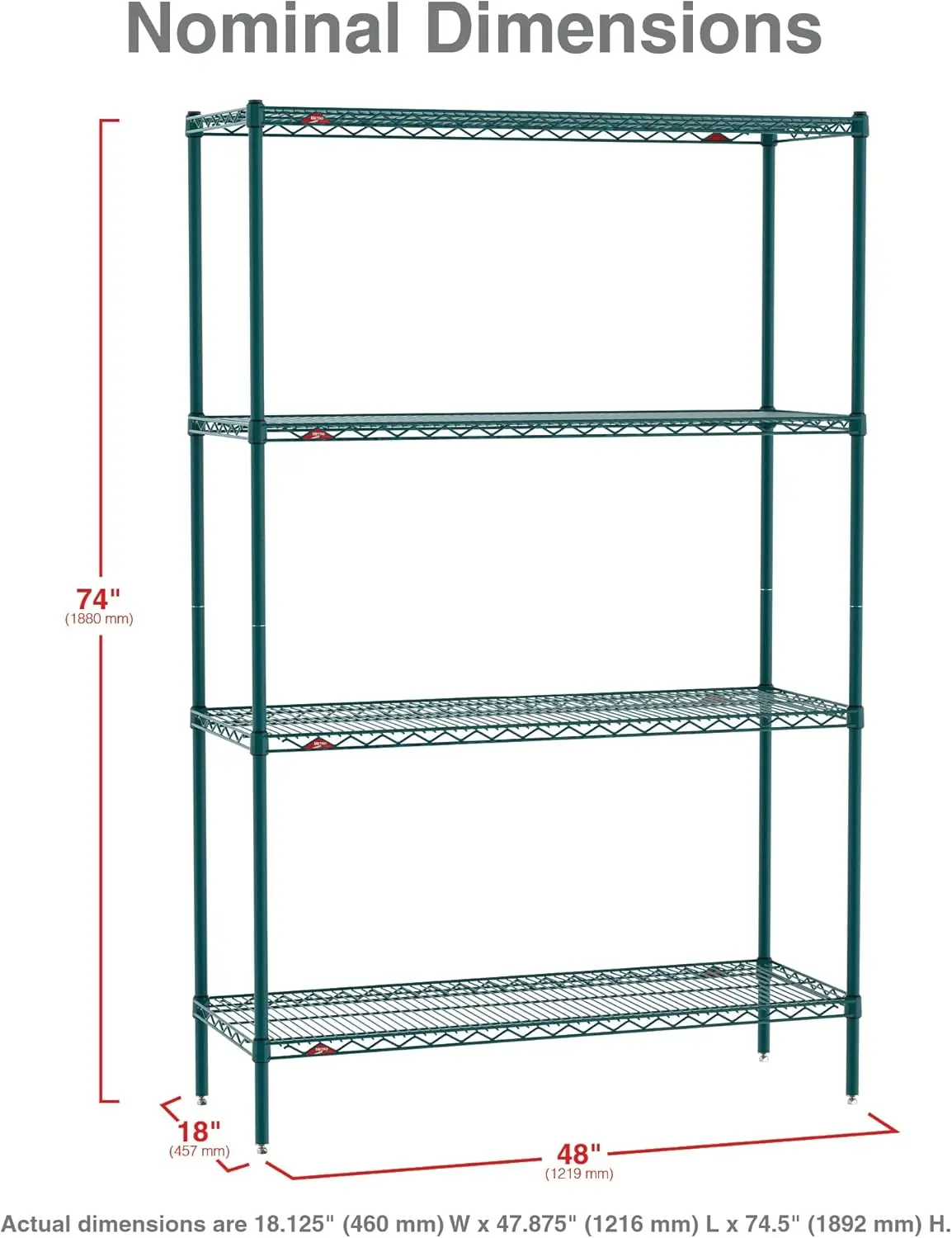 Metro Super Erecta Metroseal Green Epoxy Shelving Unit - Industrial Wire Shelving For Restaurants, Kitchens, Walk-In