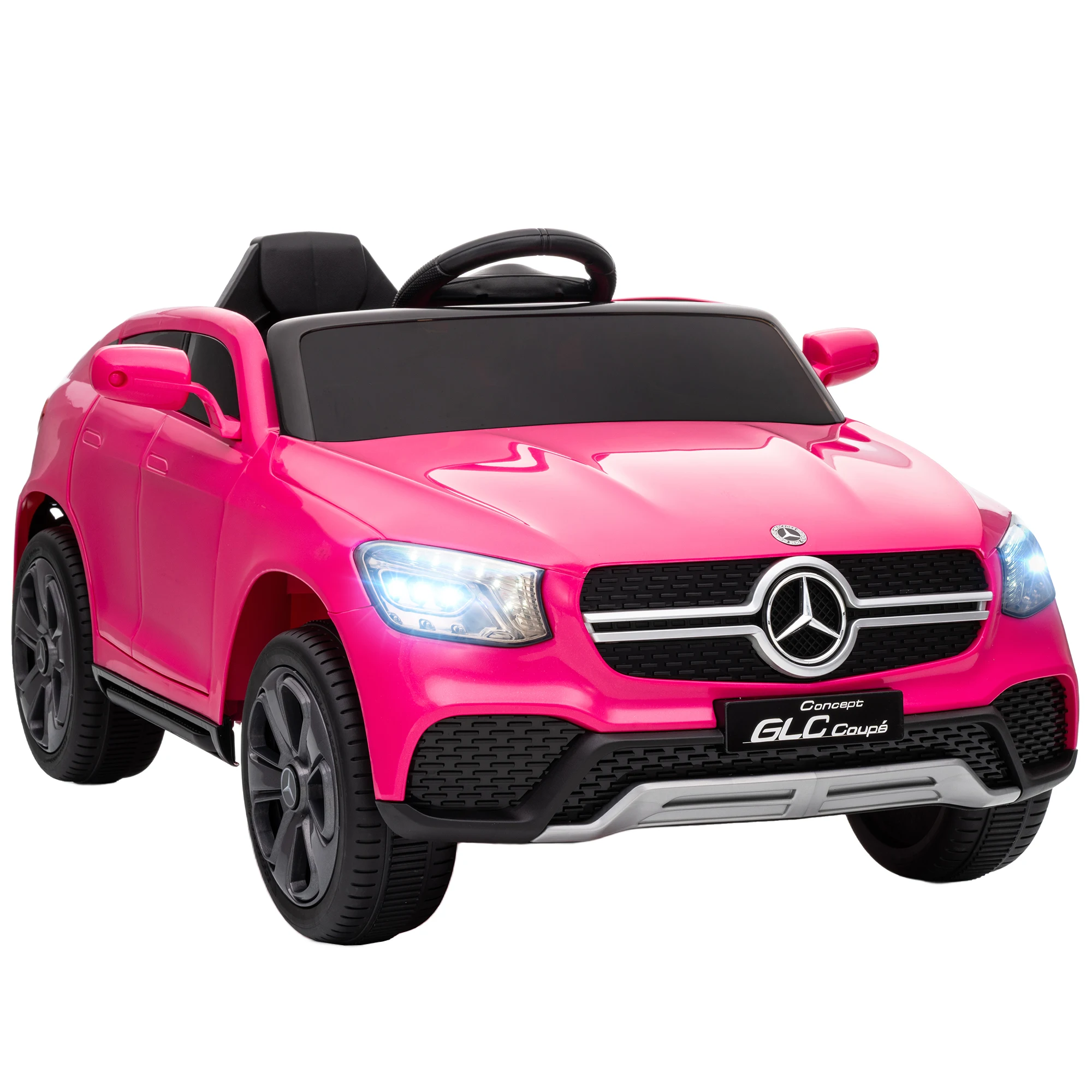 Elektroauto für Kinder, 12V Kinderauto mit Fernbedienung, LED-Lichtern, Musik, 3 Geschwindigkeitsstufen, 3-6 Jahre, Pink, 105x68x50 cm