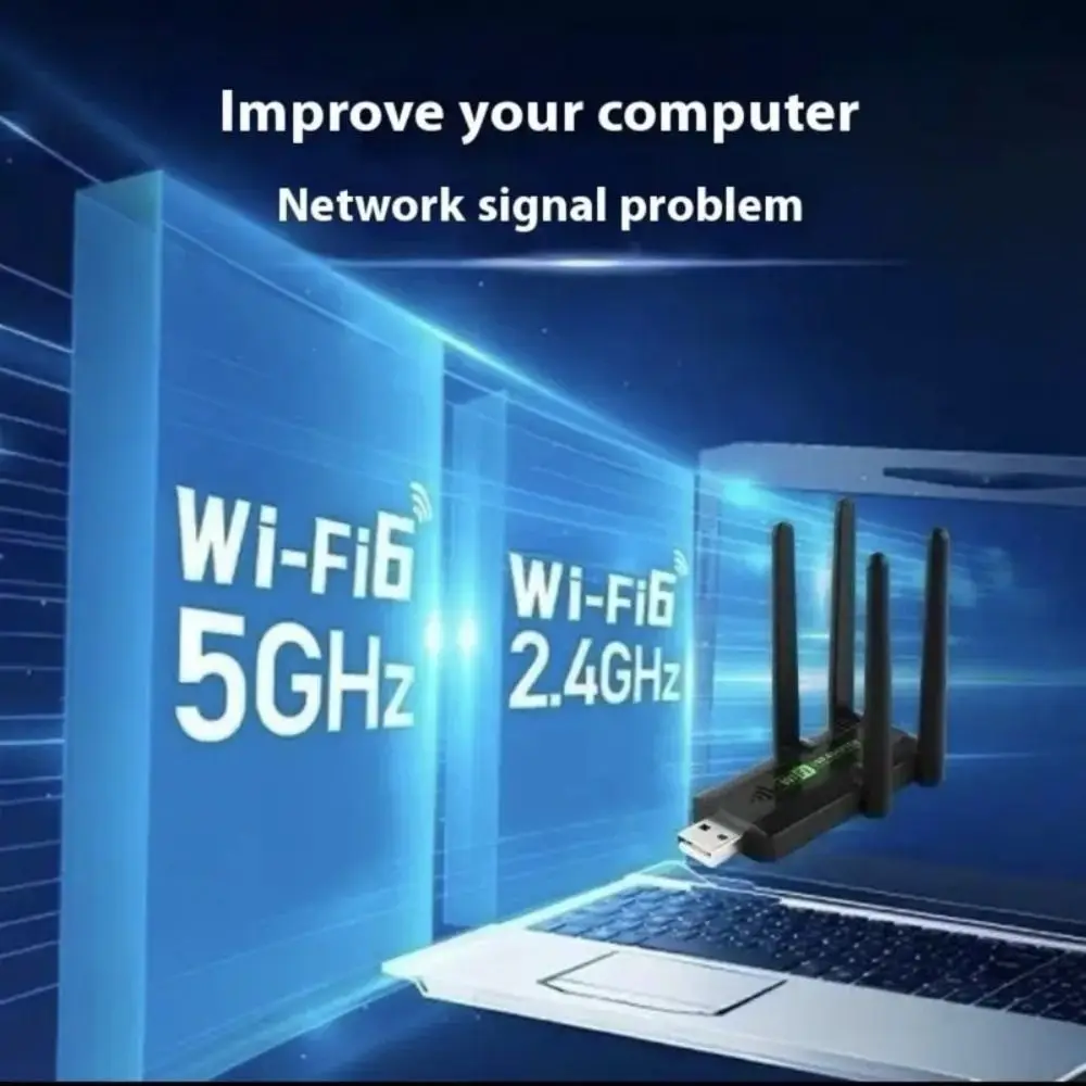 Adaptador USB WiFi de banda dupla 2.4G / 5.8Ghz Transmissão de alta velocidade 4 antenas Repetidor sem fio USB3.0 Driver grátis