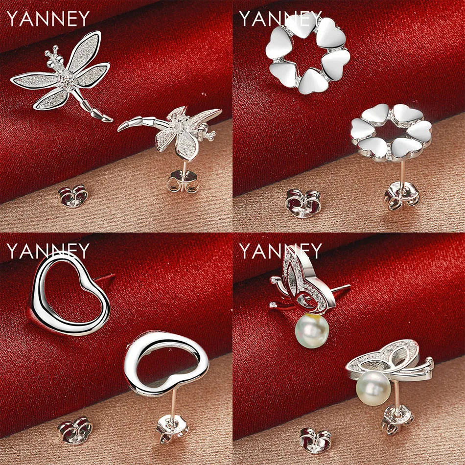 

S925 sterling silver 15mm exquisite heart-shaped four-leaf clover earrings for women fashion accessories jewelry gift