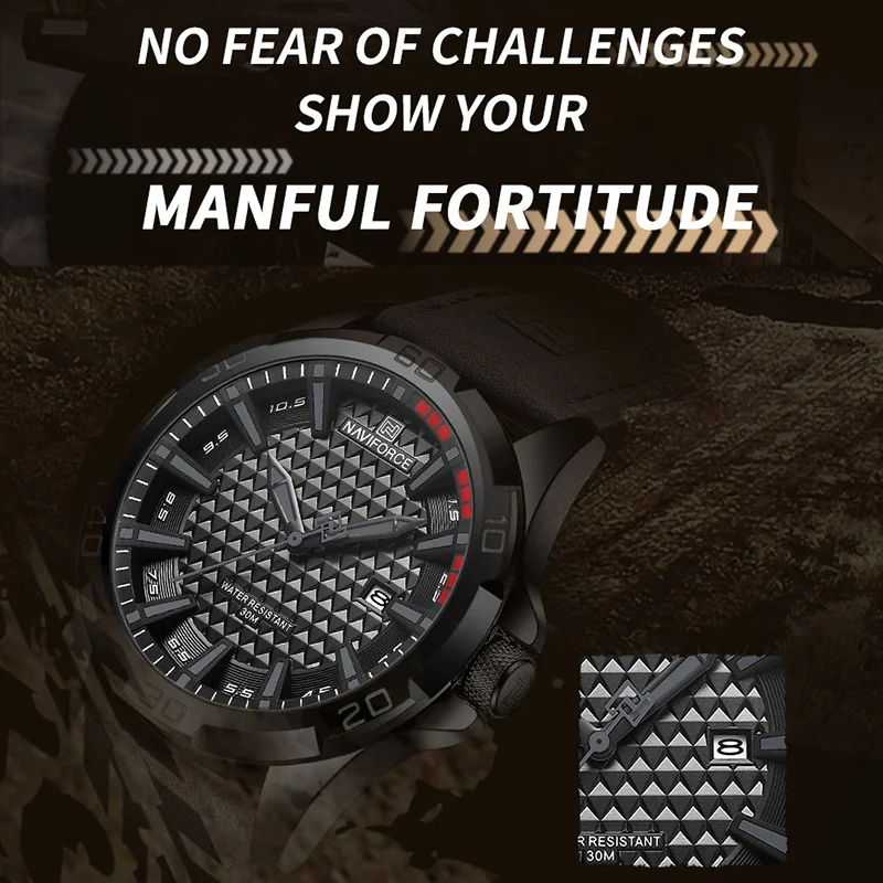 Original Brand Naviforce High Quality Men\'s Watches Leather Strap Male Waterproof Wristwatch Quartz Date Clock RelogioMasculino