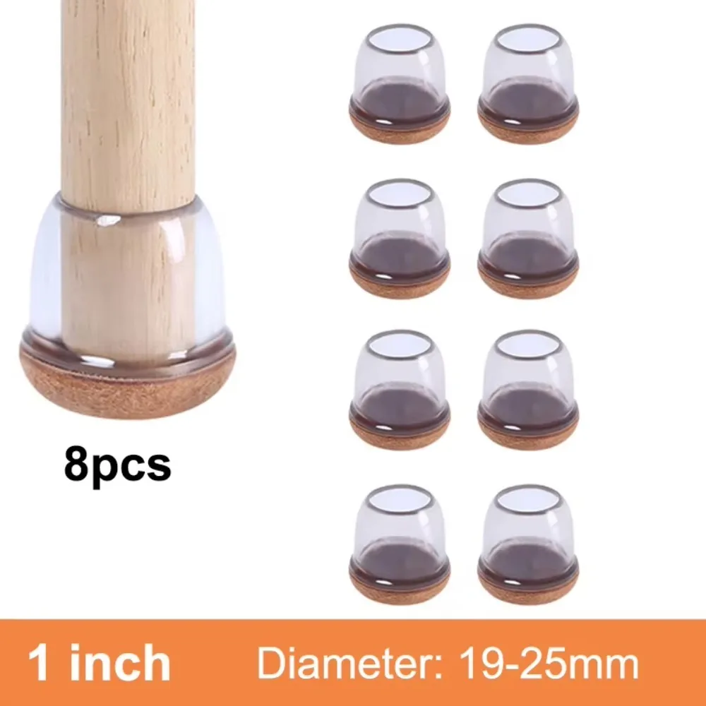 

8pcs Silicon Chair Leg Protector Covers Felt Bottom Thick Chair Leg Caps Non-Slip Reduce Noice Furniture Table Leg Pad Home