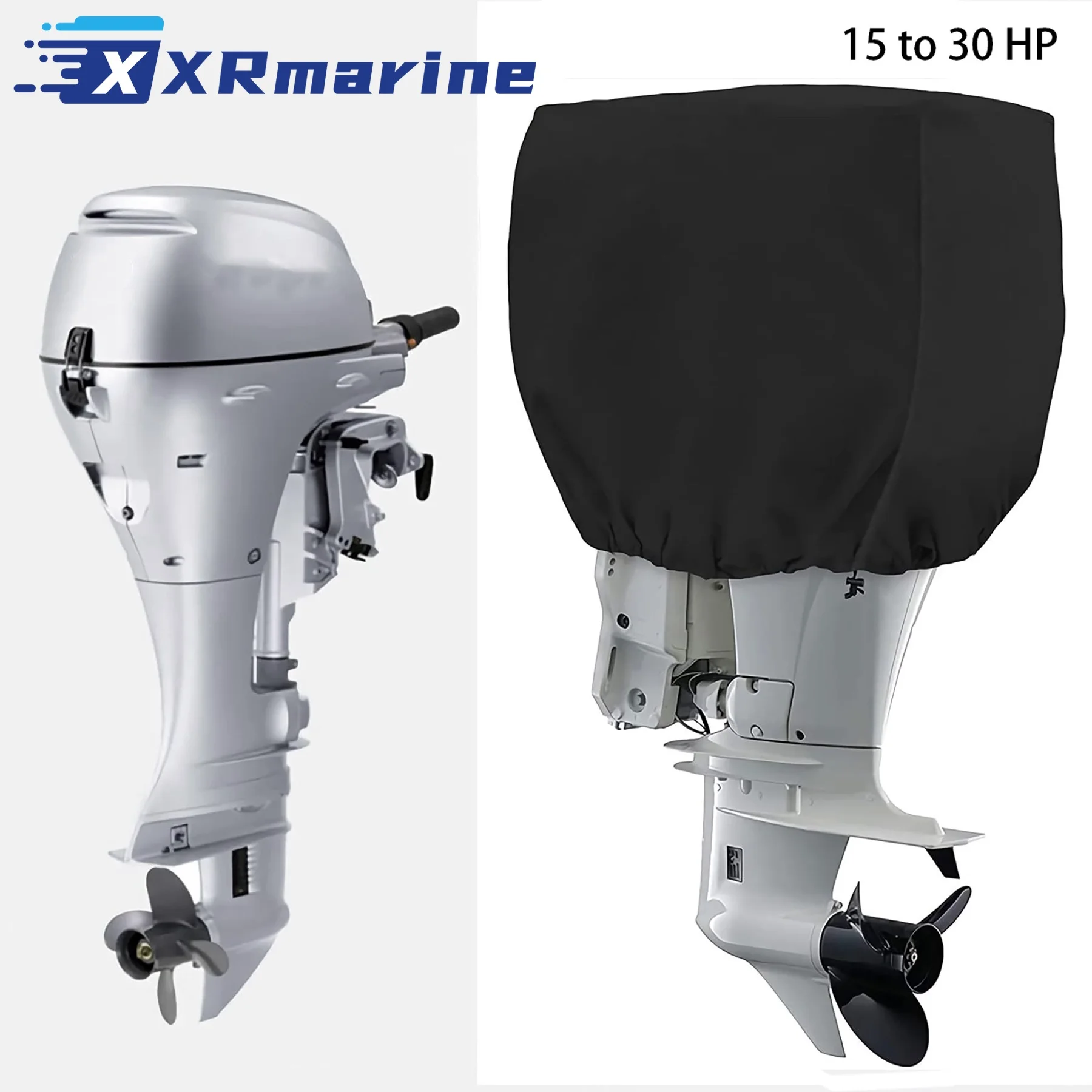 

Black Waterproof High Density Outboard Engine Cover for 15-30 HP Boat Motor