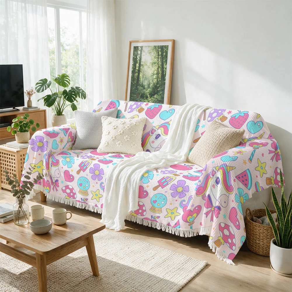 Whimsical Unicorn Rainbow Throw Blanket for Sofa Bed Cozy Living Room Throw Cover Cute Pastel Decor Gift for Home Accent Sofa