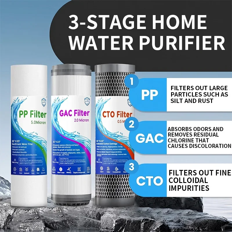 Whole-House Water Filtration System: Sediment Filter/Granular Activated Carbon (PP+GAC+CTO), Block Activated Carbon