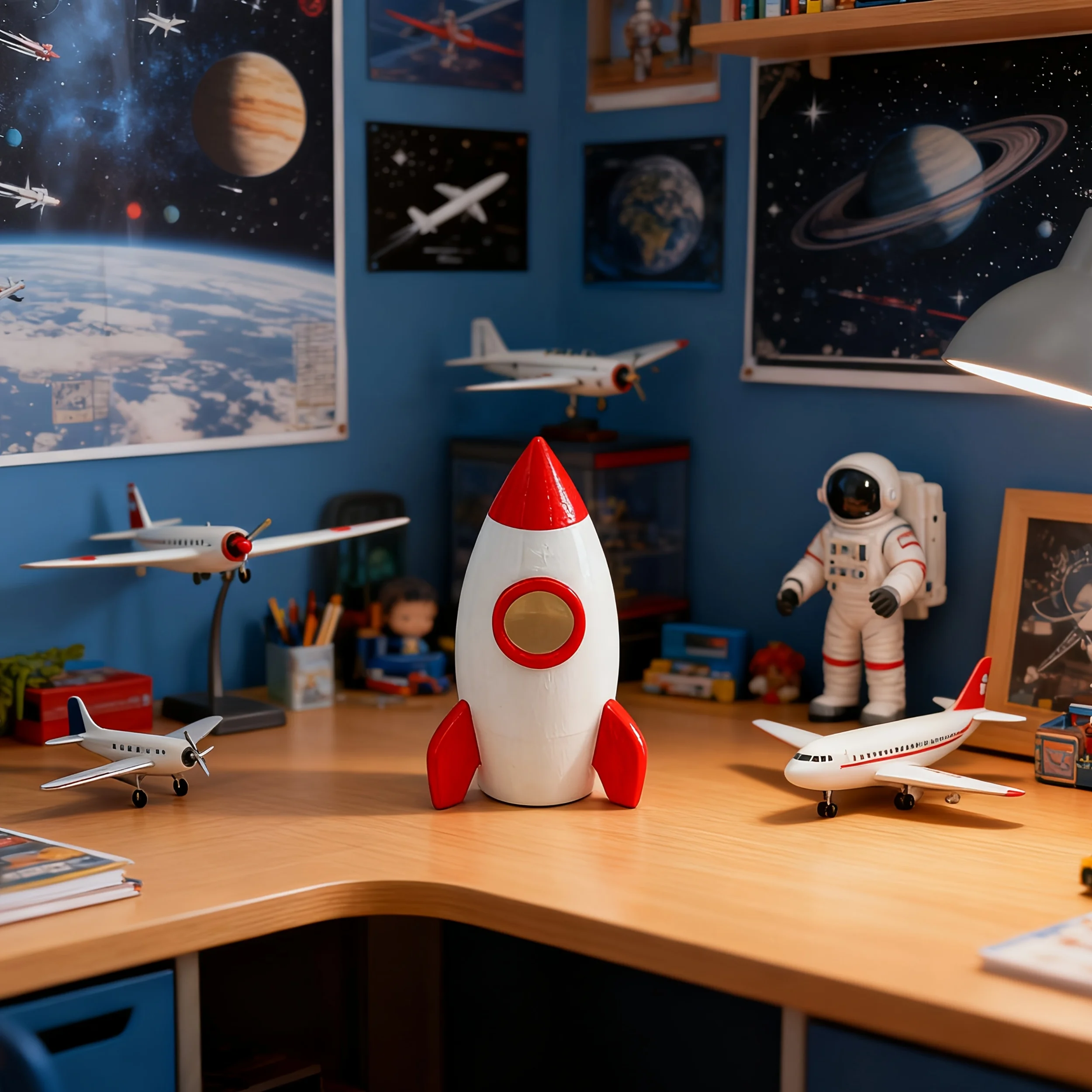 

3D printed rocket ornament, creating a streamlined structure for the rocket body, the preferred decoration for Christmas gifts f