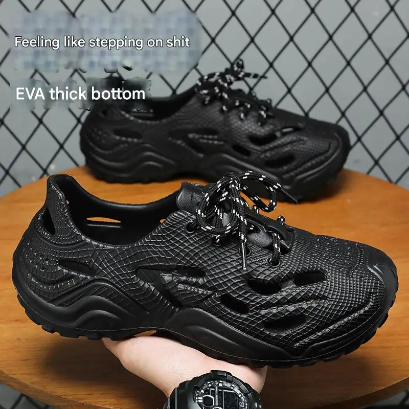 

Летние тапочки с отверстиями baotou, кокосовые тапочки, спортивные пляжные мужские сандалии, модная и универсальная пляжная обувь с полыми отверстиями